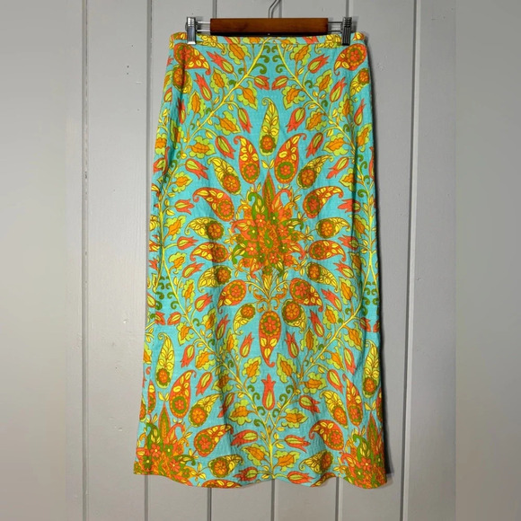 NWT Zara‎ Womans High Waisted Midi Skirt Size M Multicolor Paisley Tie Hippie - Picture 1 of 15